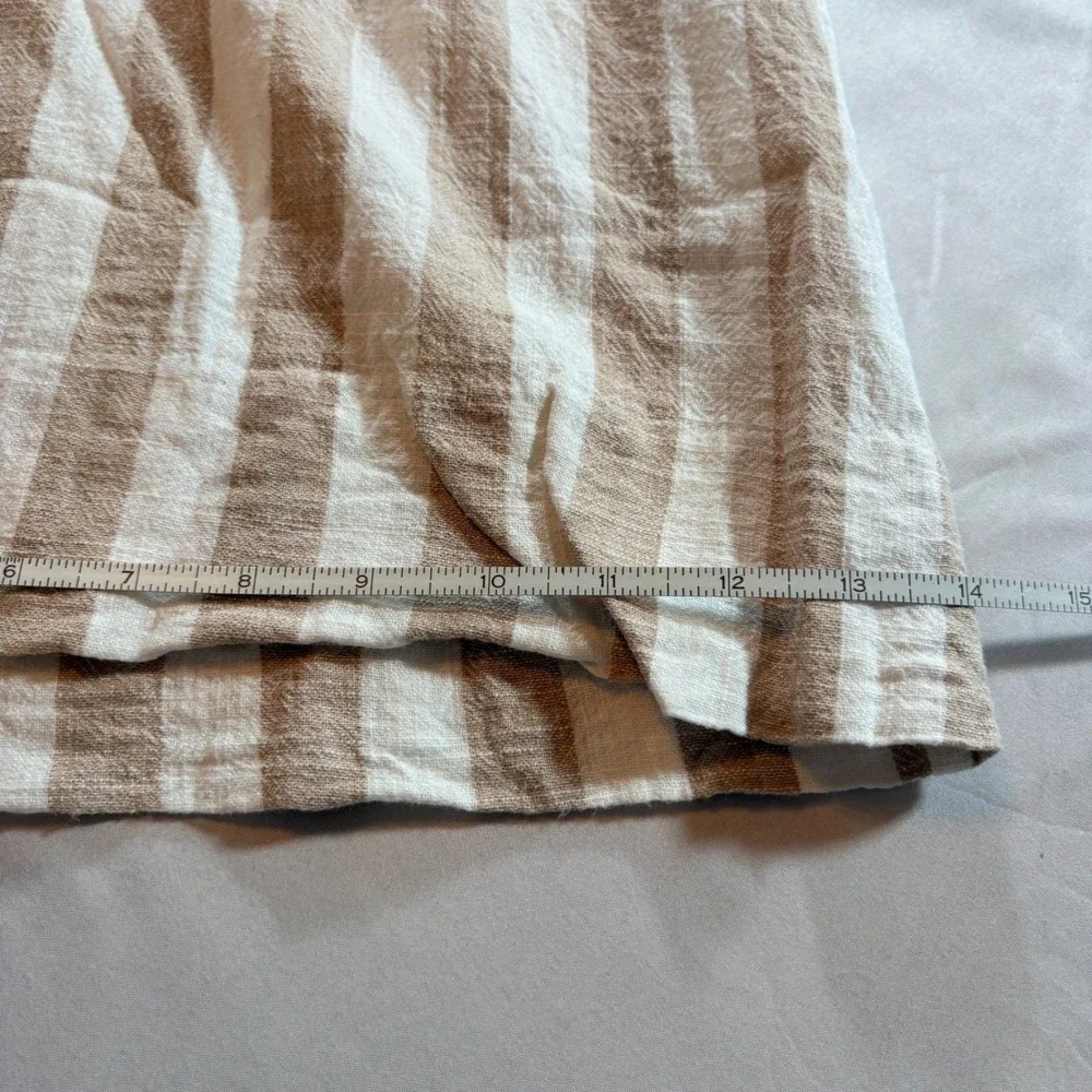 H&M Striped Wide Leg Culotte Pants Womens 4 Beige White Linen Blend High Rise